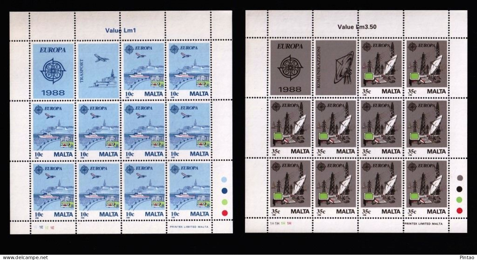 CEPT7621- MALTA 1988- MNH (EUROPA CEPT - TRANSPORTES - COMUNICAÇÕES)_ 2 FM - 1988