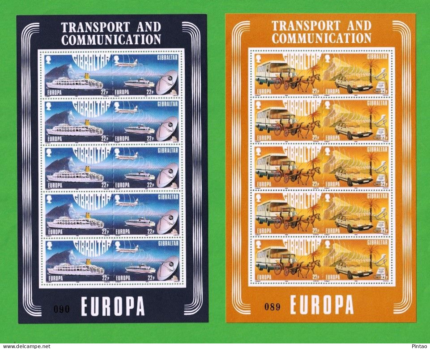 CEPT7622- GIBRALTAR 1988- MNH (EUROPA CEPT - TRANSPORTES - COMUNICAÇÕES)_ 2 FM - 1988