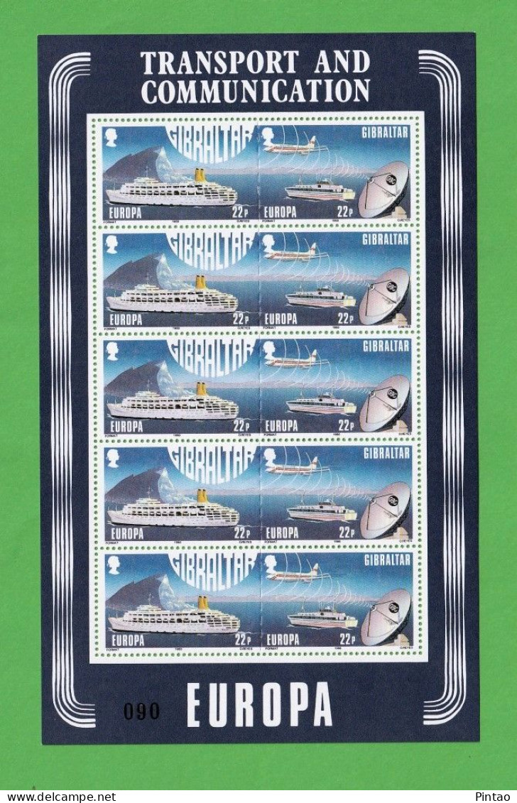 CEPT7622- GIBRALTAR 1988- MNH (EUROPA CEPT - TRANSPORTES - COMUNICAÇÕES)_ 2 FM - 1988