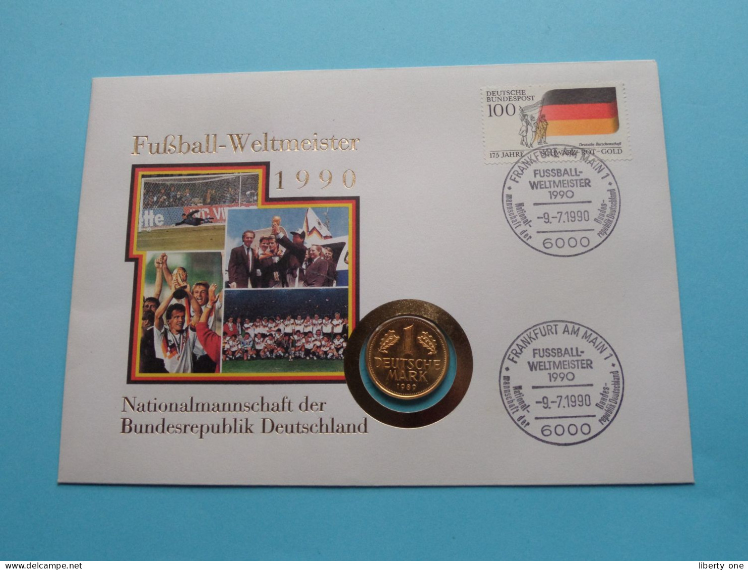 Fussball-Weltmeister 1990 DEUTSCHLAND ( 1 DM 1989 J ) Numisbrief 1990 Frankfurt Am Main ( Zie/See Scans ) ! - Gedenkmünzen