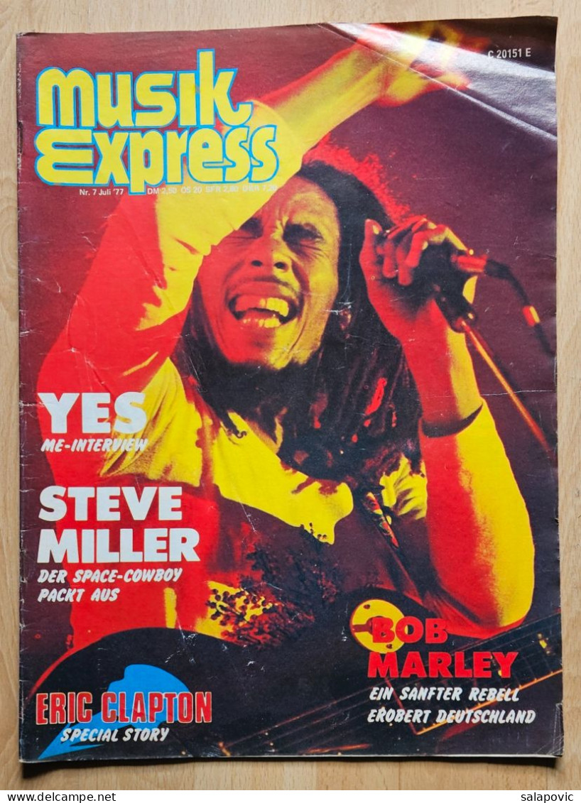 Musik Express [musikexpress]. Nr. 7 Mai 77  Eric Clapton, Bob Marley, Steve Miller... - Musique