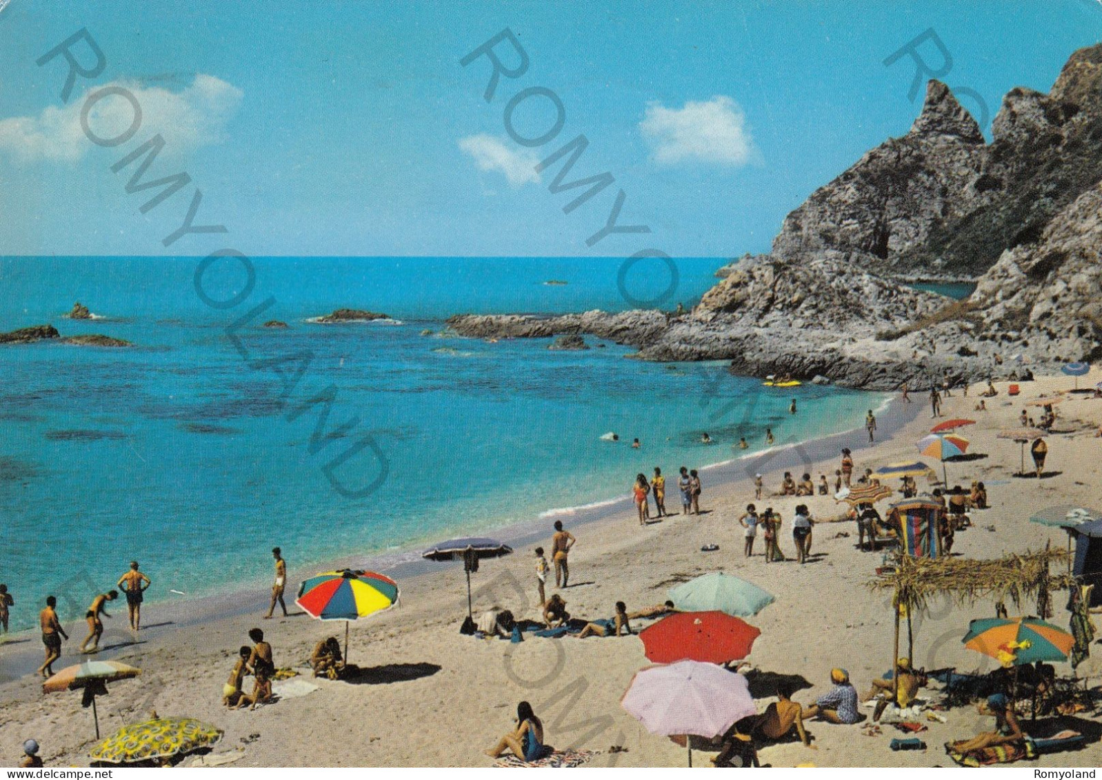 CARTOLINA  B15 TROPEA,VIBO VALENTIA,CALABRIA-DINTORNI DI TROPEA-SPIAGGIA DI CAPO VATICANO-MARE,VACANZA,VIAGGIATA 1971 - Vibo Valentia