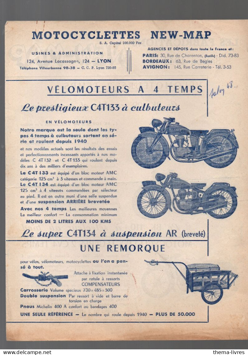 Lyon   (moto) Circulaire Motocyclettes   NEW MAP  Saison 1948-49   (PPP46404) - Motorräder