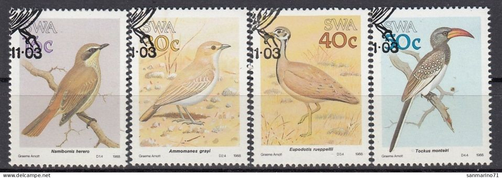 SOUTH WEST AFRICA 629-632,used,birds - Autres - Afrique