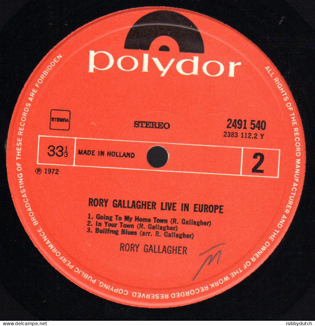 * LP *  RORY GALLAGHER - LIVE IN EUROPE (Holland 1972 EX-) - Blues