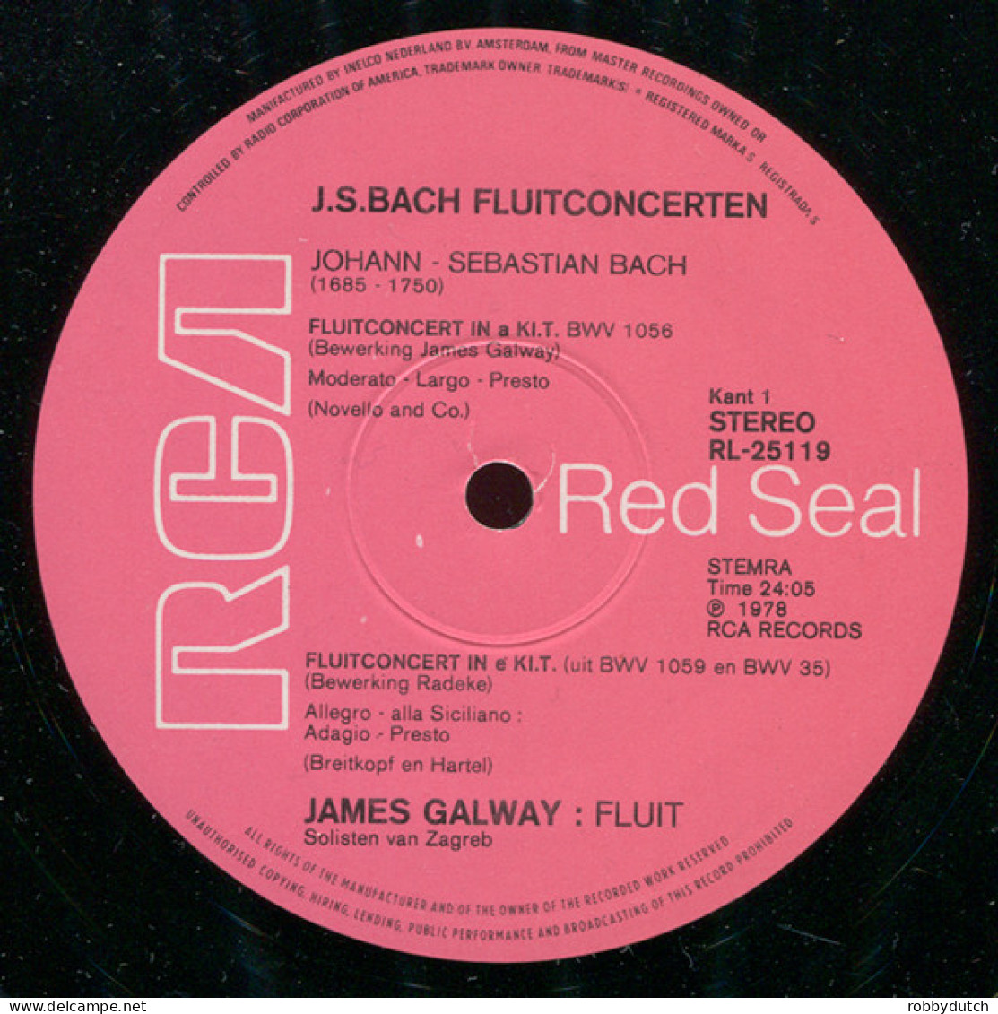 * LP *  JAMES GALWAY SPEELT BACH (J.S. BACH FLUITCONCERTEN) (Holland 1978 EX) - Instrumentaal