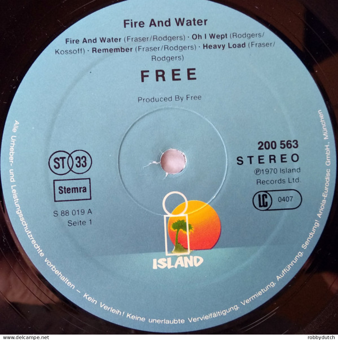 * LP *  FREE - FIRE AND WATER (Holland1970 EX-) - Blues