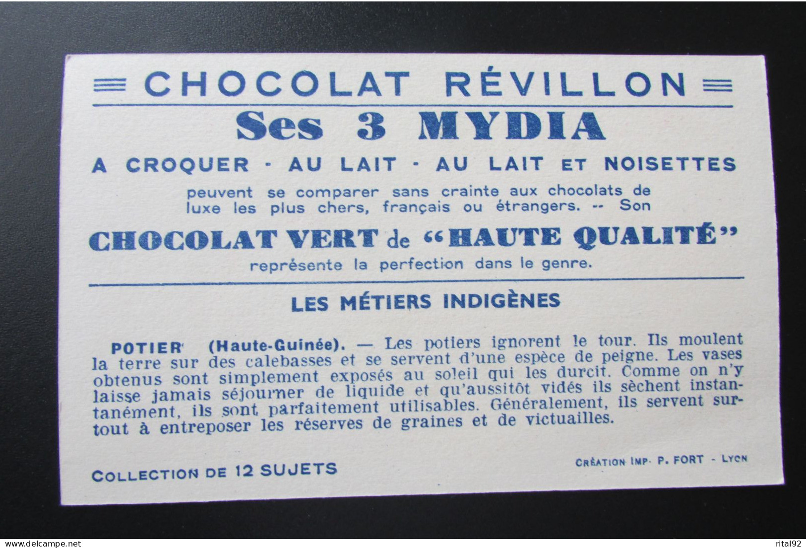 Chromo "Chocolat REVILLON" - Série "Les Métiers Indigènes" - Revillon