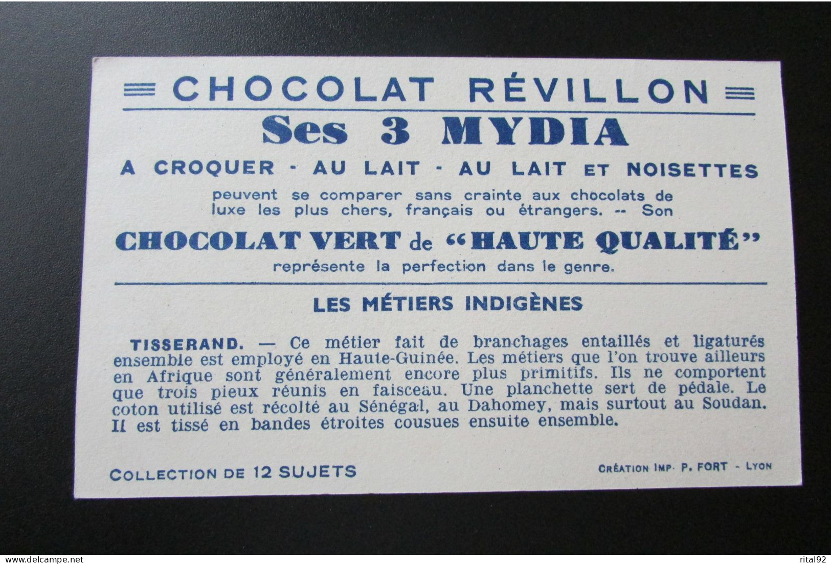 Chromo "Chocolat REVILLON" - Série "Les Métiers Indigènes" - Revillon