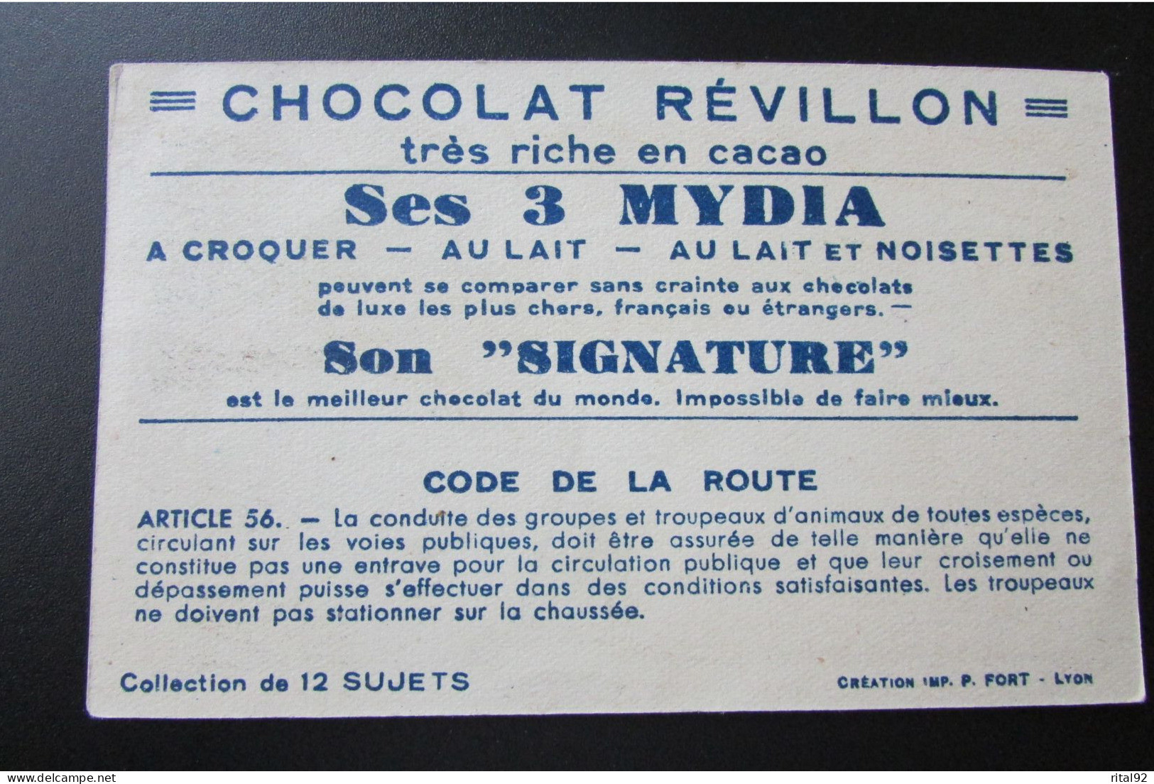 Chromo "Chocolat REVILLON" - Série "Code De La Route" - Revillon