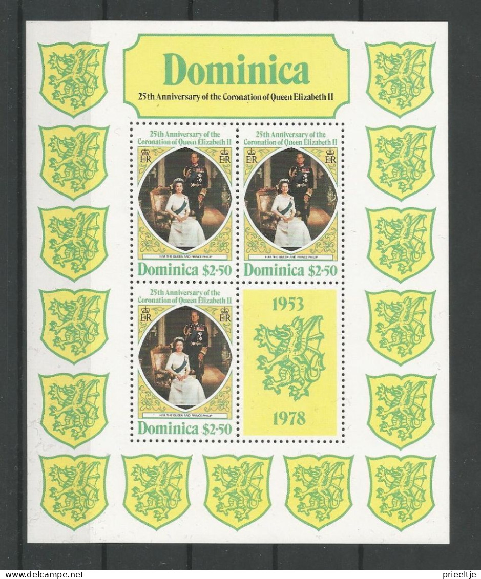 Dominica 1978 25th Anniv. Of The Coronation Sheet Set Of 3 Y.T. 561/563 ** - Dominique (...-1978)