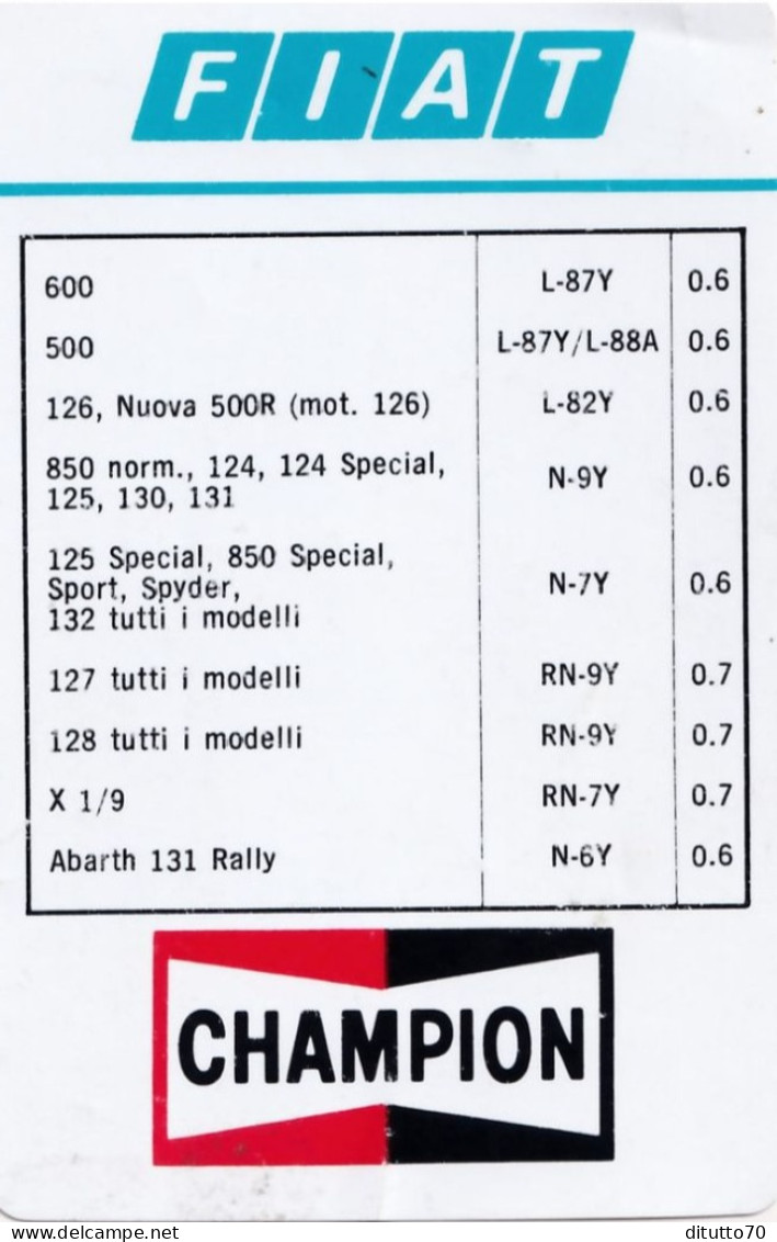 Calendarietto - Fiat - Champion - Anno 1978 - Kleinformat : 1971-80
