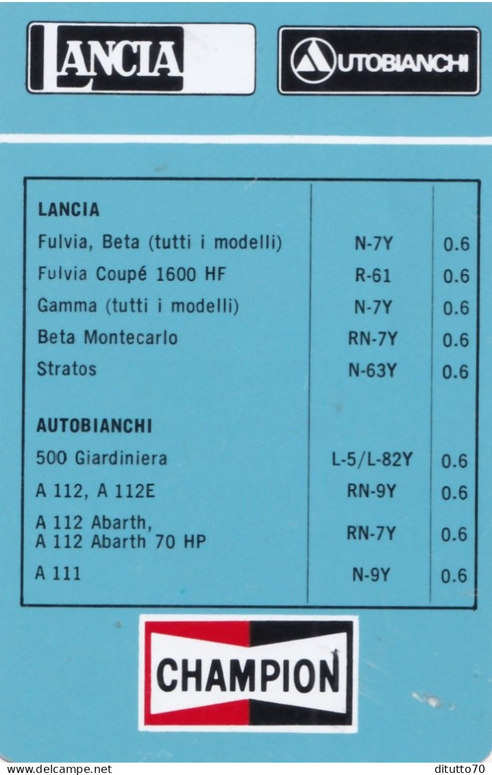 Calendarietto - Lancia - Autobianchi - Champion - Anno 1978 - Small : 1971-80