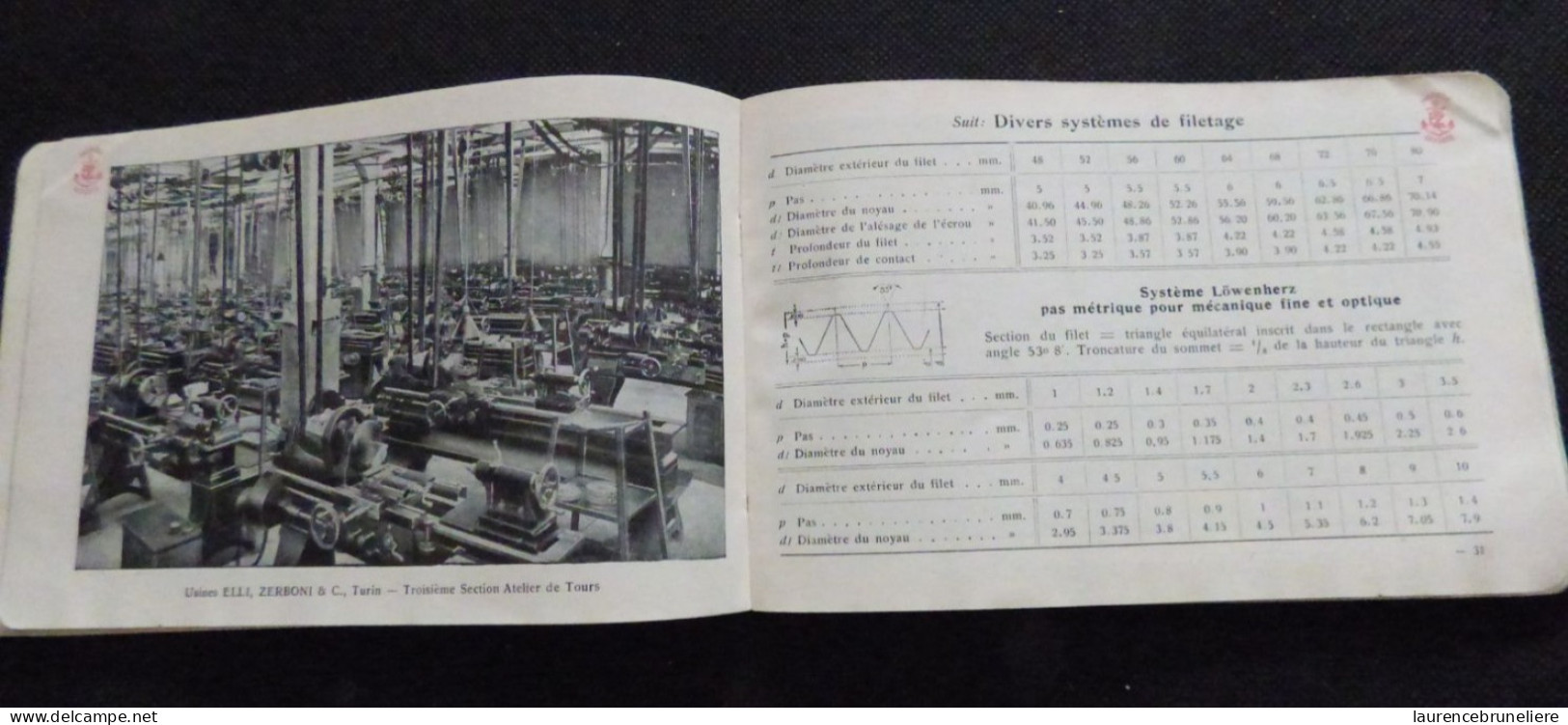 LIVRET FABRIQUE ITALIENNE D'OUTILS POUR INDUSTRIE MECANIQUE ET NAVALE ELLI, ZERBONI & CIE