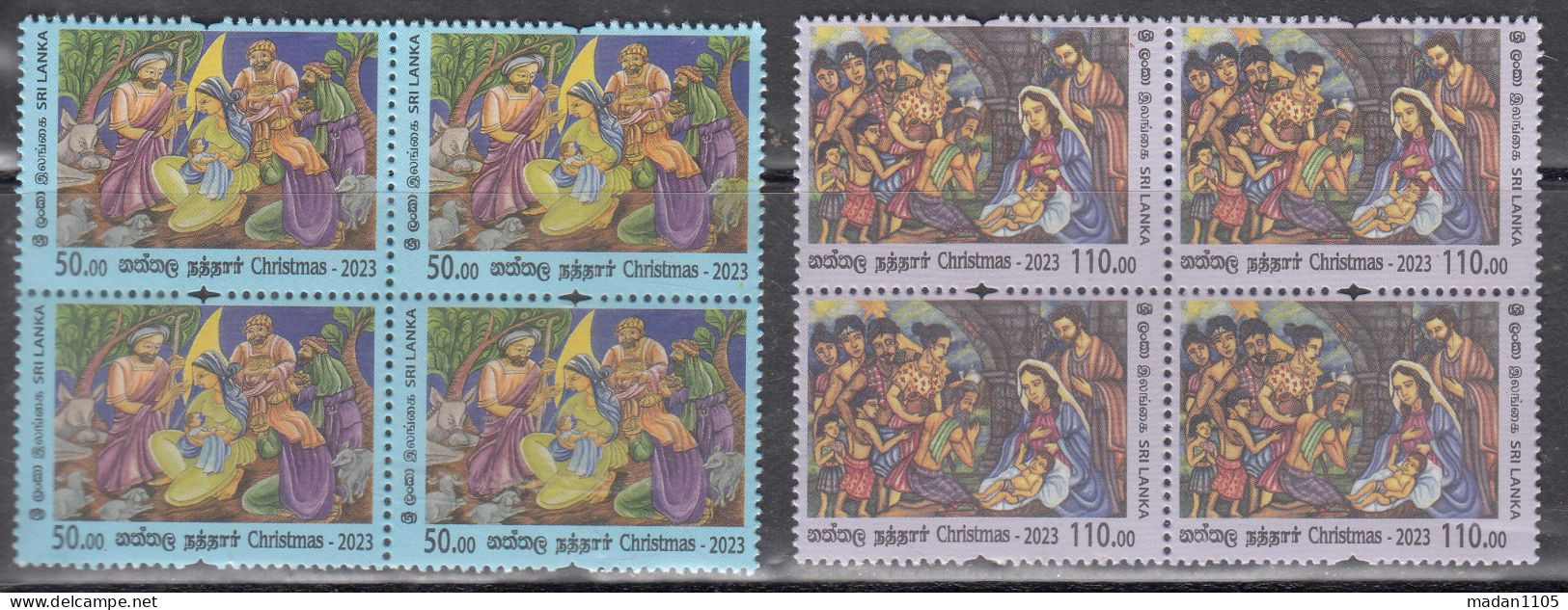 SRI LANKA 2023 Christmas Set 2v In 2 Blocks Of 4 MNH(**) - Sri Lanka (Ceylon) (1948-...)