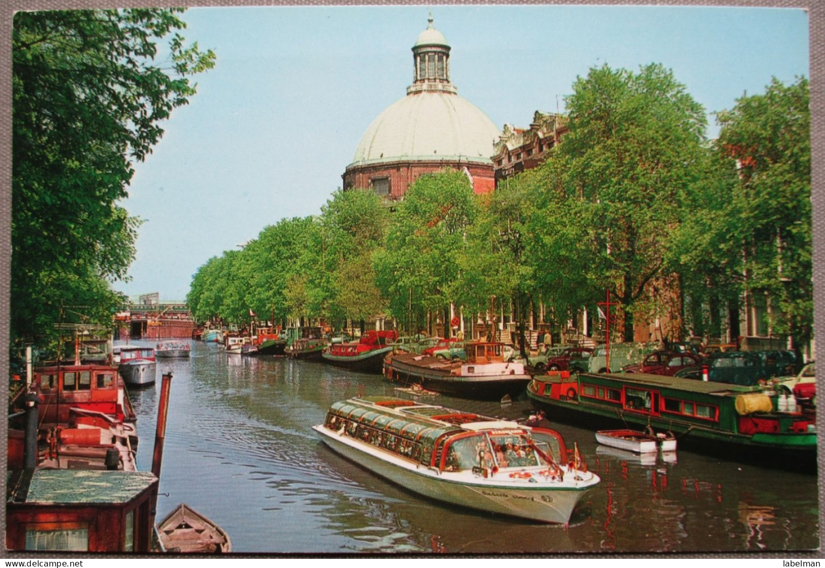 HOLLAND NETHERLANDS AMSTERDAM HOUSE BOATS SINGEL RONDE POSTCARD CARTOLINA ANSICHTSKARTE CARTE POSTALE POSTKARTE - Amsterdam