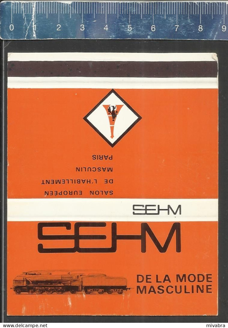 SEHM SALON EUROPÉEN DE L'HABILLEMENT MASCULIN PARIS ( TOUR EIFFEL LOCOMOTIVE A VAPEUR ) -  OLD MATCHCOVER FRANCE - Boites D'allumettes - Etiquettes