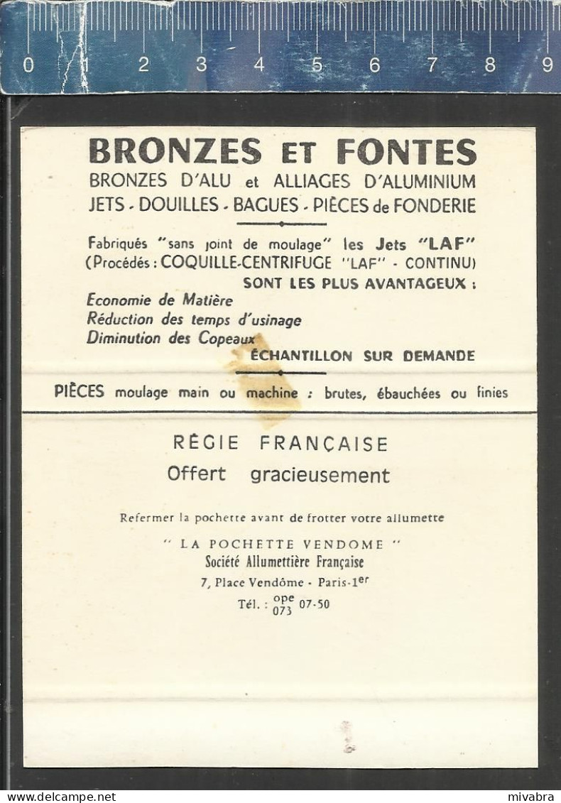 FONDERIES LAF BRONZES & FONTES - PARIS -  OLD MATCHCOVER FRANCE - Boites D'allumettes - Etiquettes