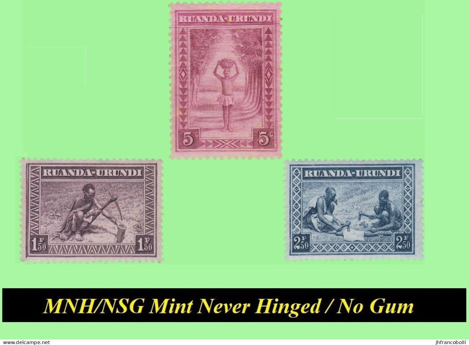 1937 ** RUANDA-URUNDI RU111/113 MNH/NSG HANDICRAFT FULL SET (NO GUM ) - Neufs