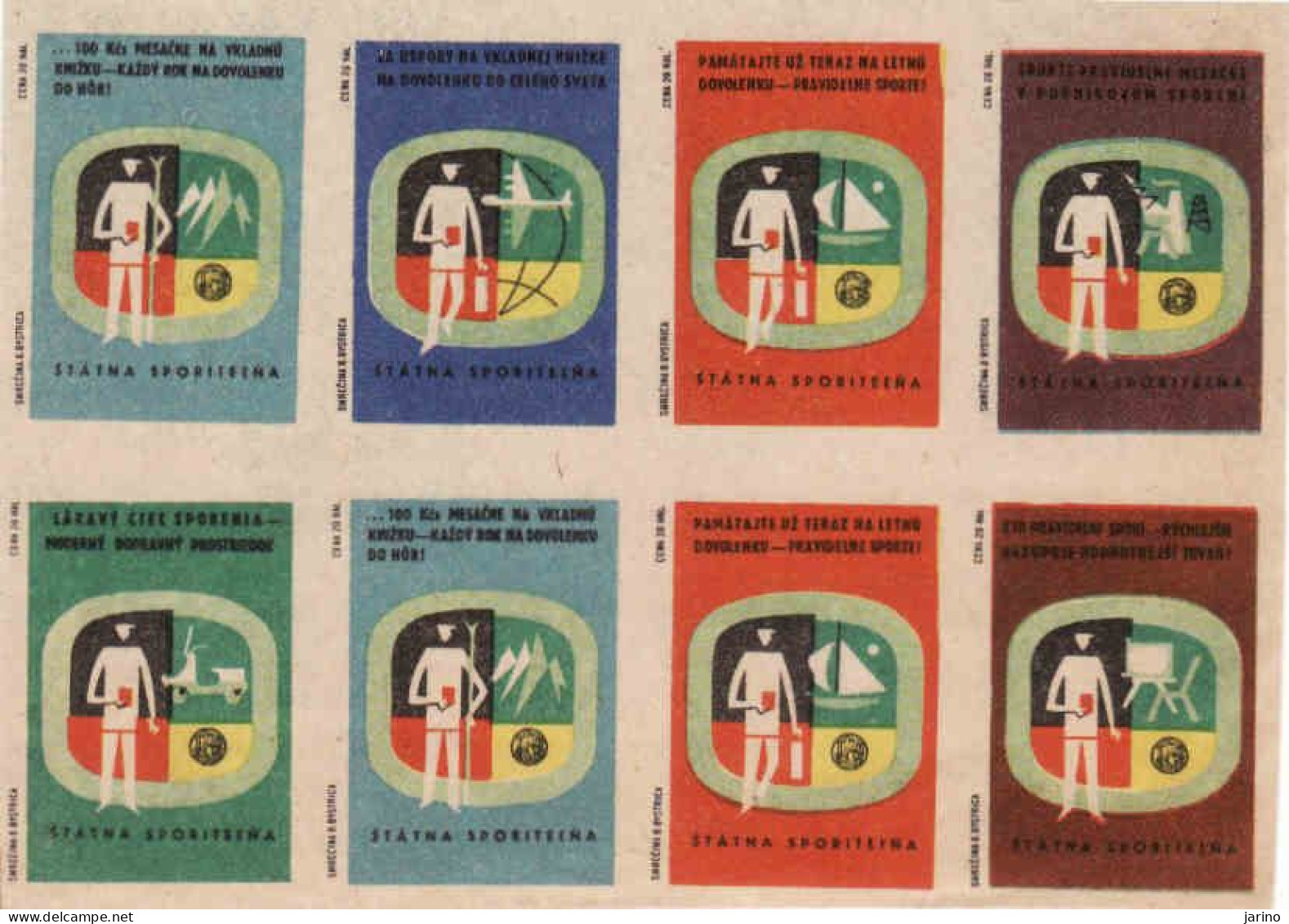 Slovakia - 8 Matchbox Labels, State Savings Bank - Boites D'allumettes - Etiquettes