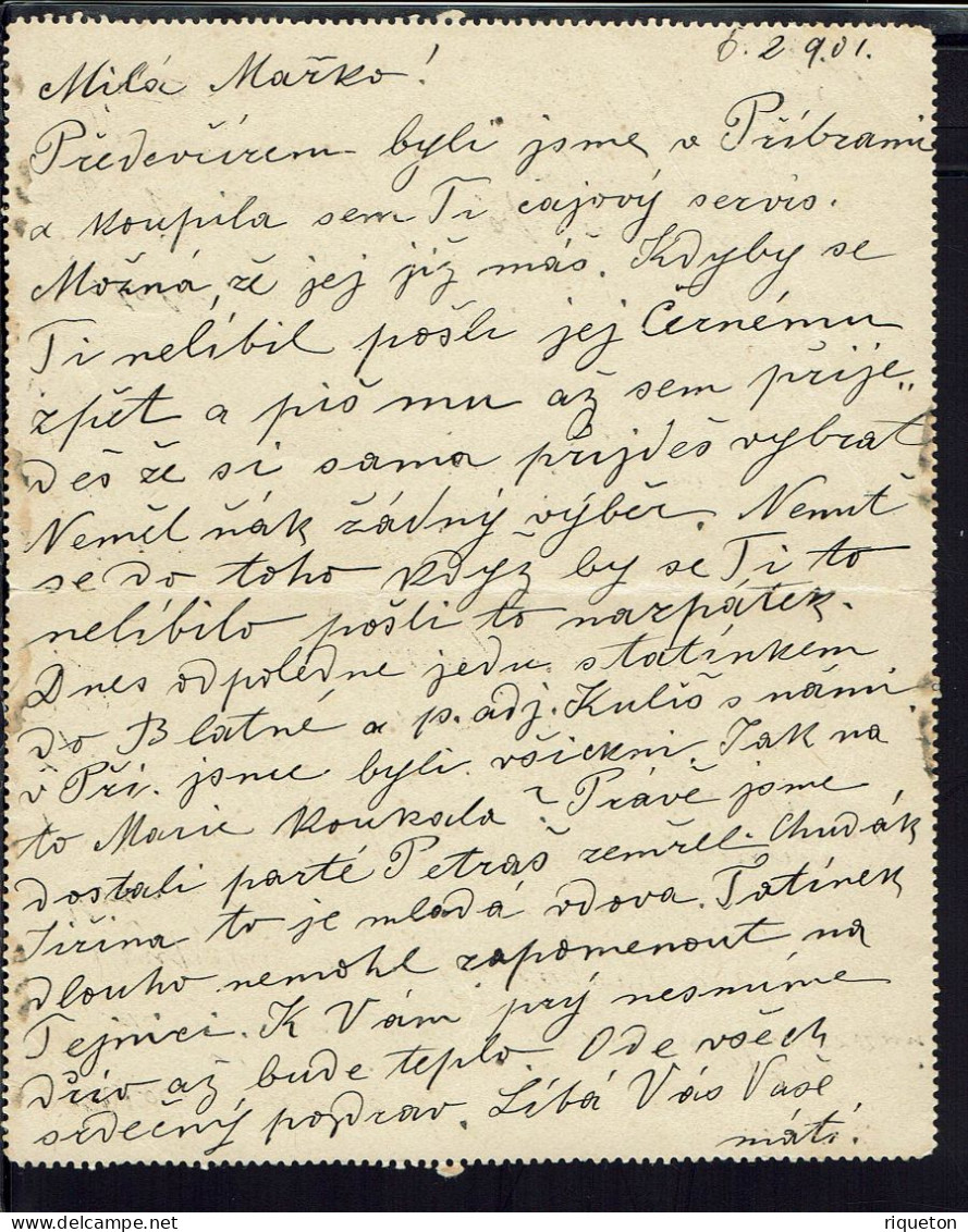Tchécoslovaquie. Carte-lettre 10 Heller De Breznice Du 6-2-1901, Pour Kralovice. B/TB. - Cartes Postales