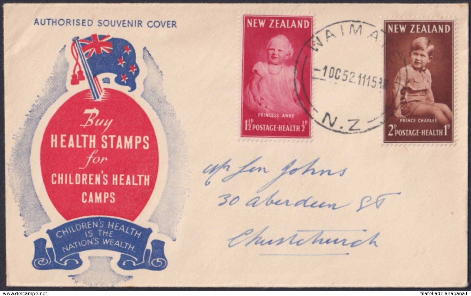 F-EX48539 NEW ZEALAND 1952 FDC HEALTH CHILDREN USED.  - FDC