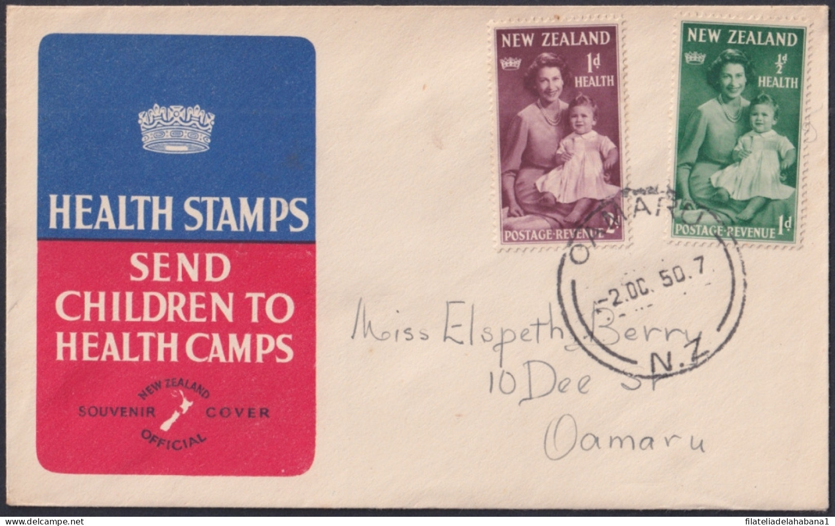 F-EX48544 NEW ZEALAND 1950 FDC HEALTH CHILDREN USED.  - FDC