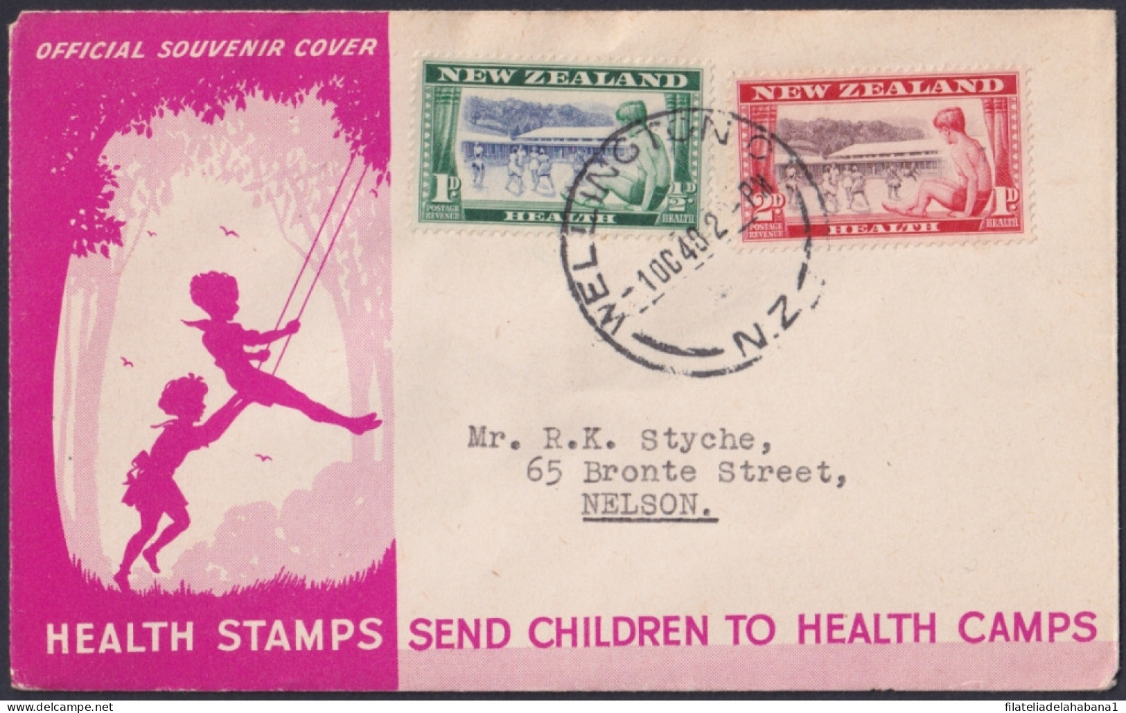 F-EX48548 NEW ZEALAND 1948 FDC HEALTH CHILDREN USED.  - FDC