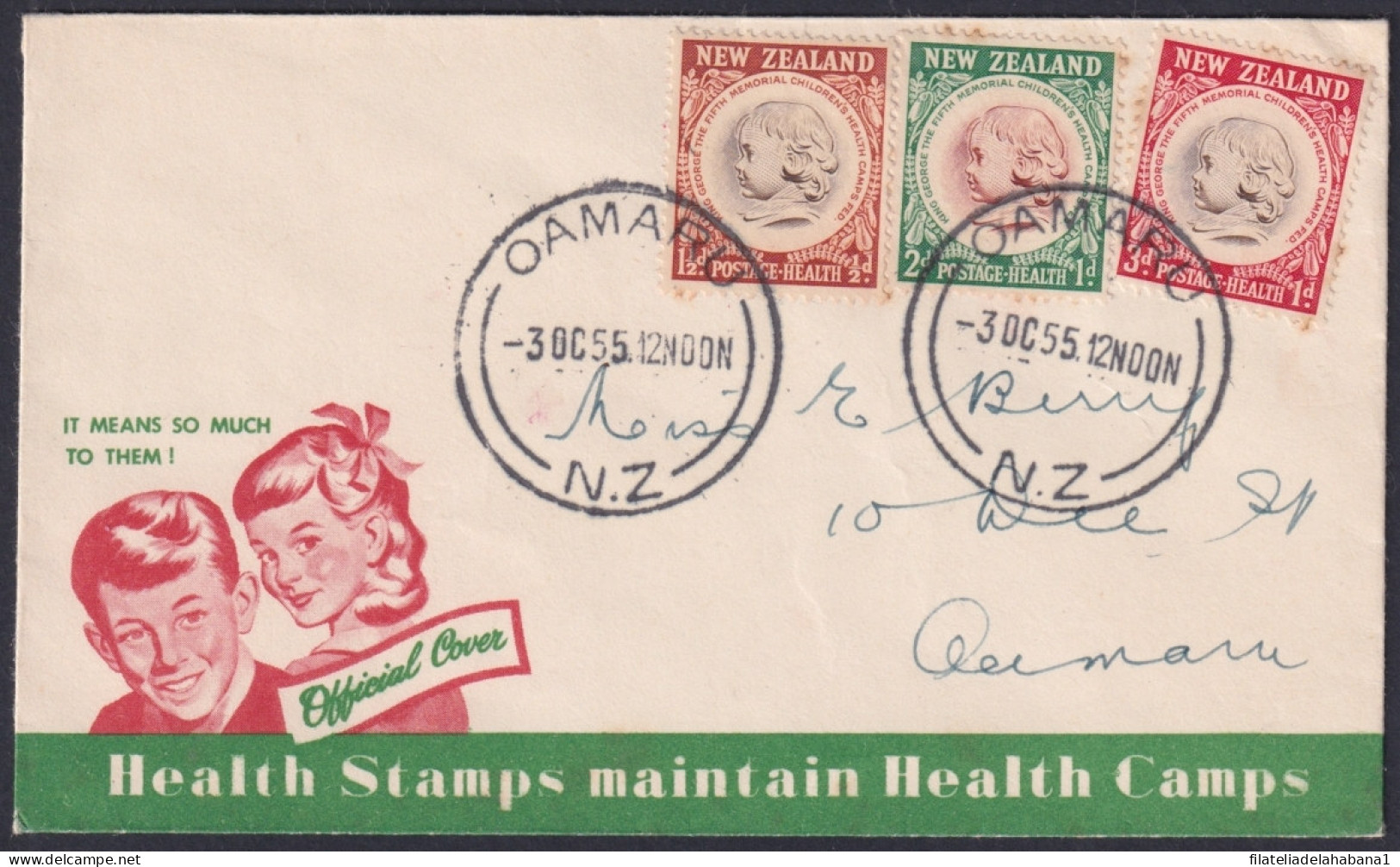 F-EX48557 NEW ZEALAND 1955 FDC HEALTH CHIDREN.  - FDC