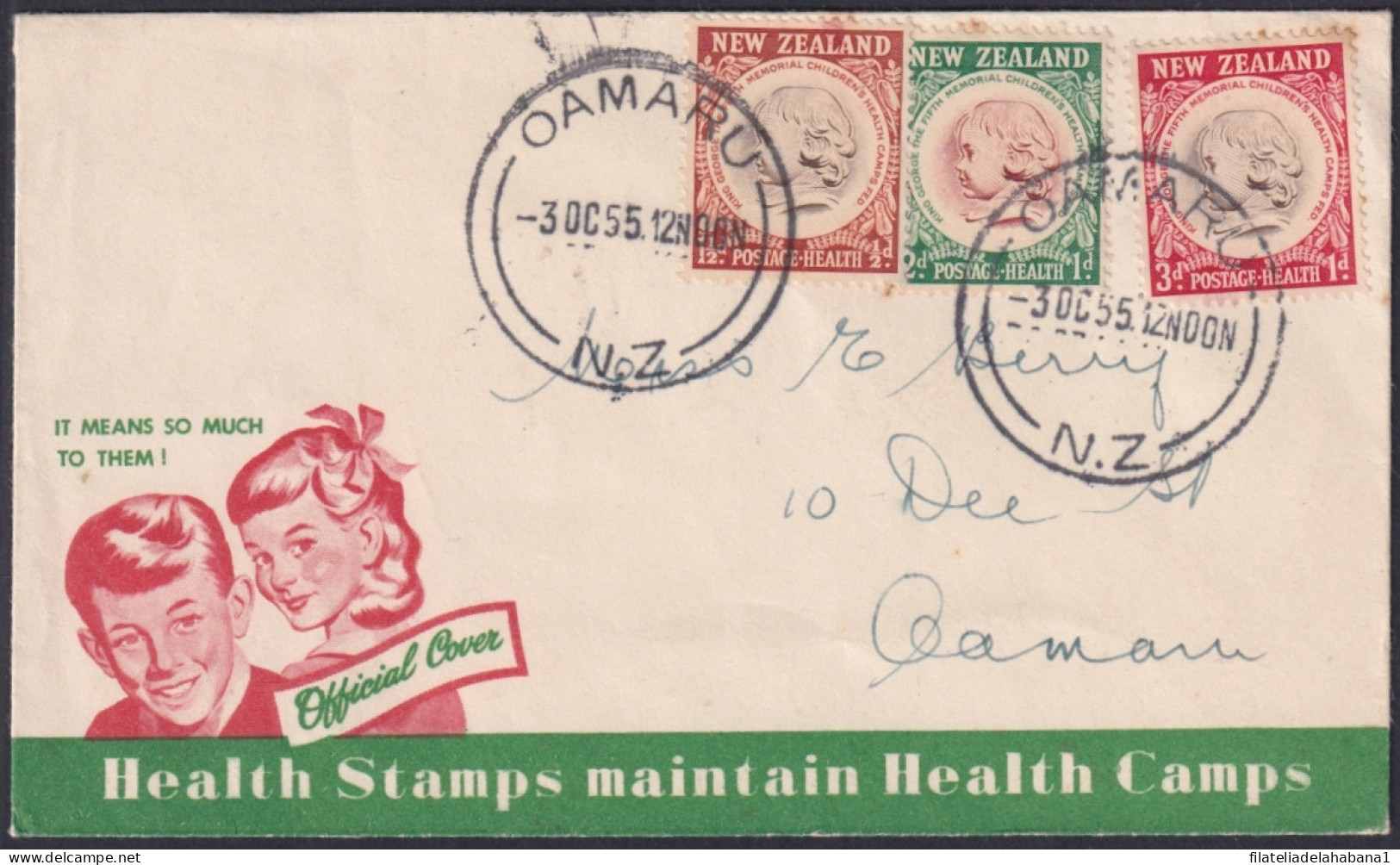 F-EX48558 NEW ZEALAND 1955 FDC HEALTH CHIDREN.  - FDC