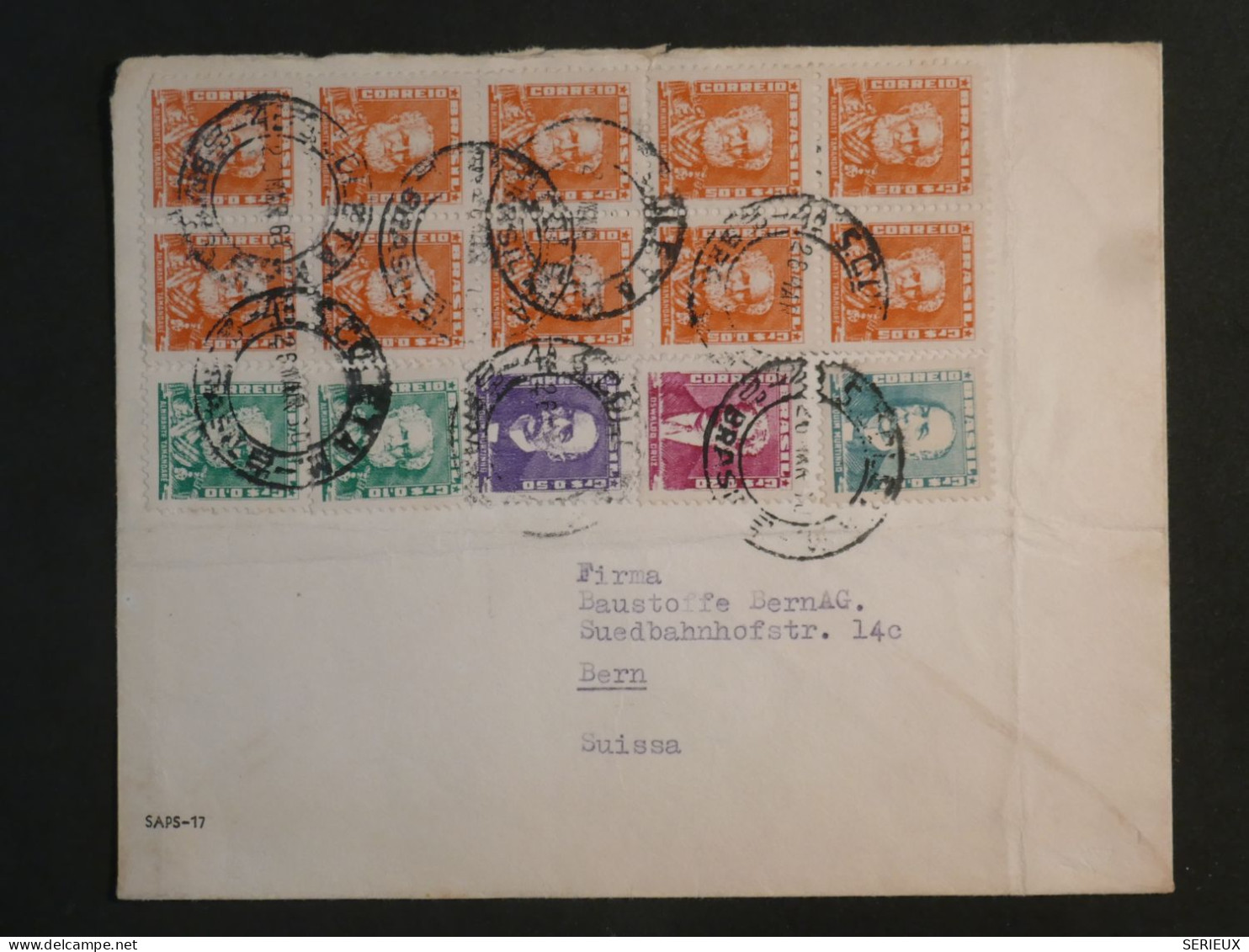 DJ 11 BRESIL BELLE LETTRE  1963 PAR AVION A   BERN SUISSA  +BLOC DE 10 TP +AFF. INTERESSANT+ - Storia Postale