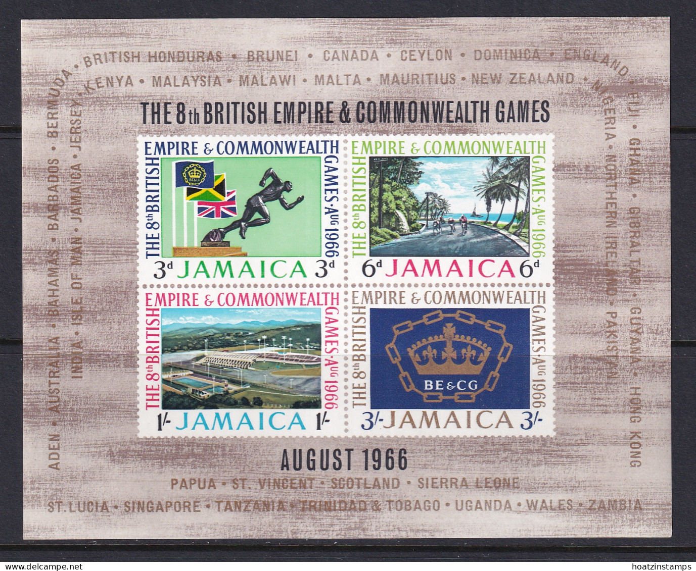Jamaica: 1966   Eighth Commonwealth Games    M/S  MNH - Jamaica (1962-...)