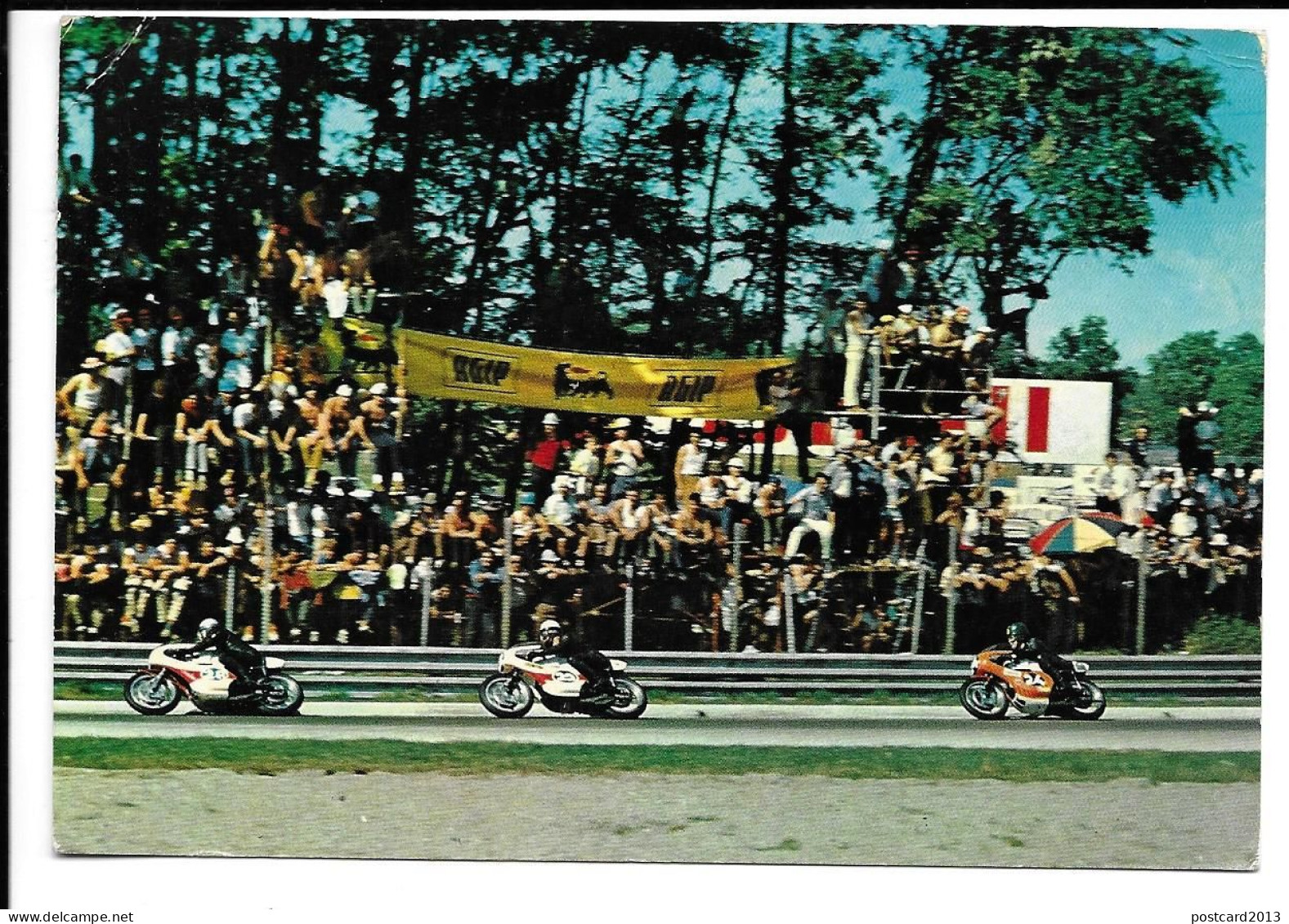CARTOLINA AUTODROMO DI MONZA - GRAN PREMIO DELLE NAZIONI - CURVA PARABOLICA , 1971 . - Motociclismo