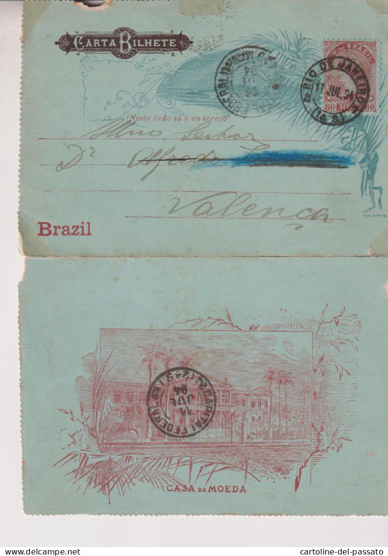 CARTA BILHETE 1894 RIO DE JANEIRO - Brieven En Documenten