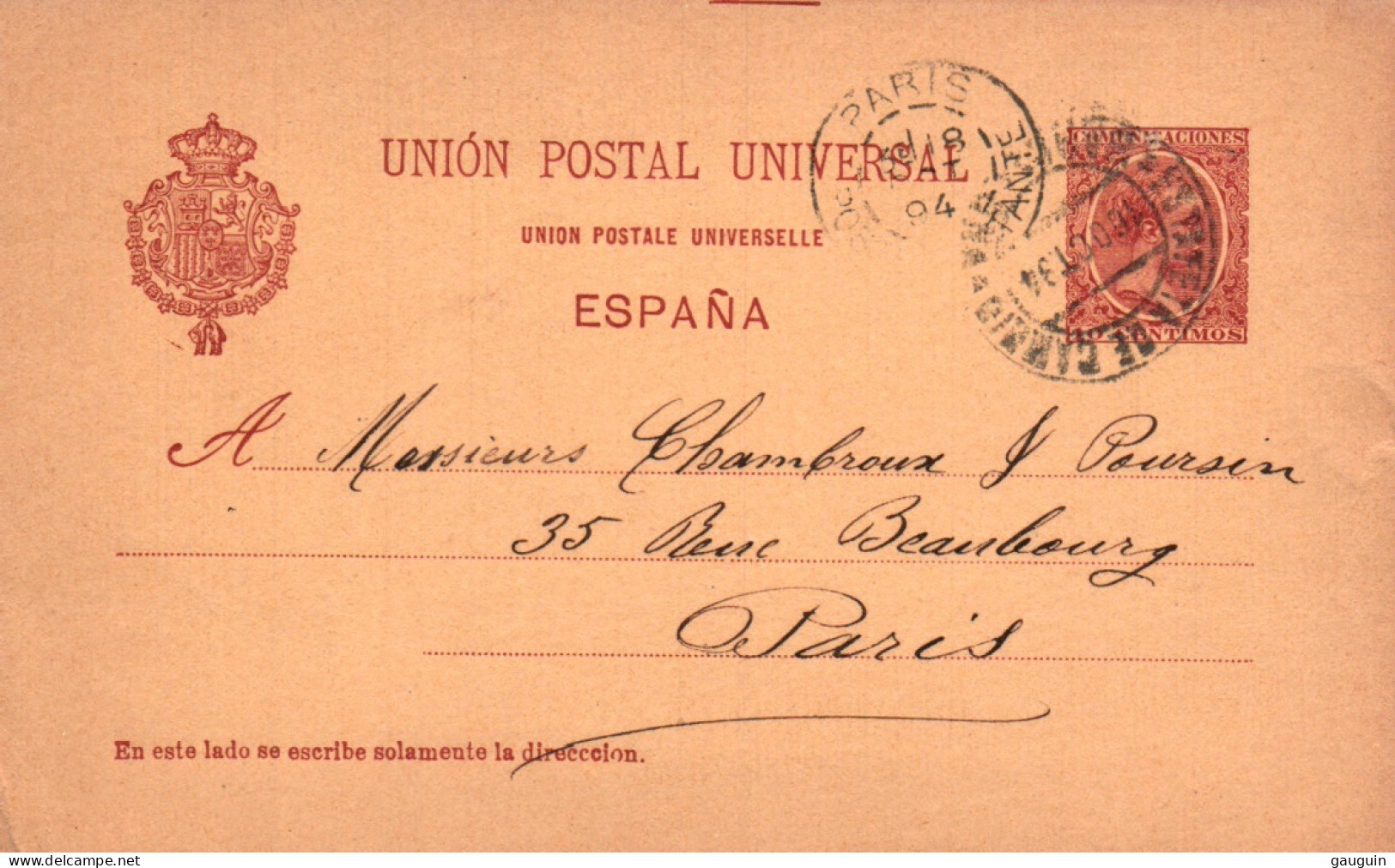 ESPAGNE - Entier Postal ... 1894 - 1850-1931
