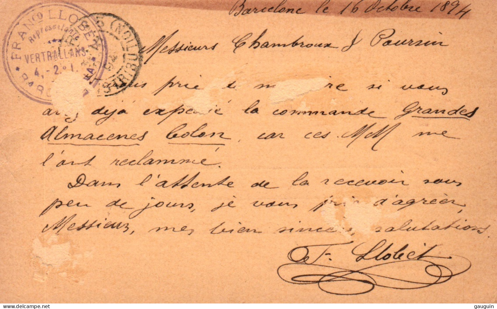 ESPAGNE - Entier Postal ... 1894 - 1850-1931