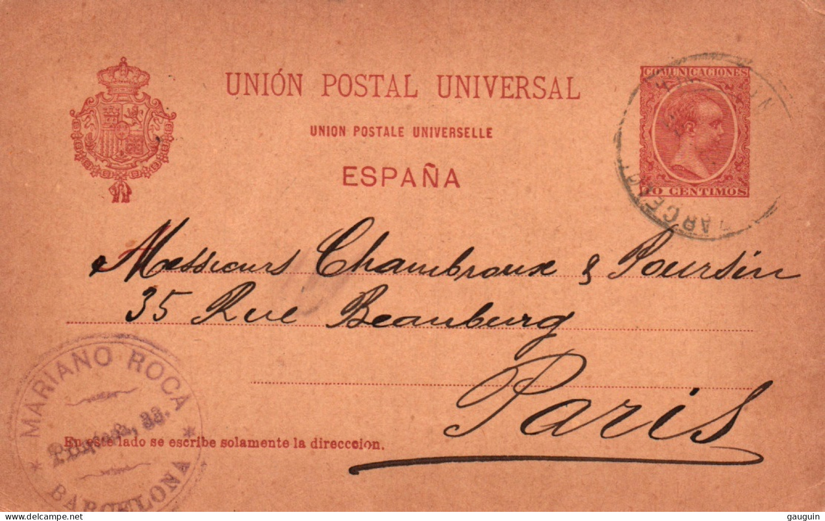 ESPAGNE - Entier Postal ... 1895 - 1850-1931