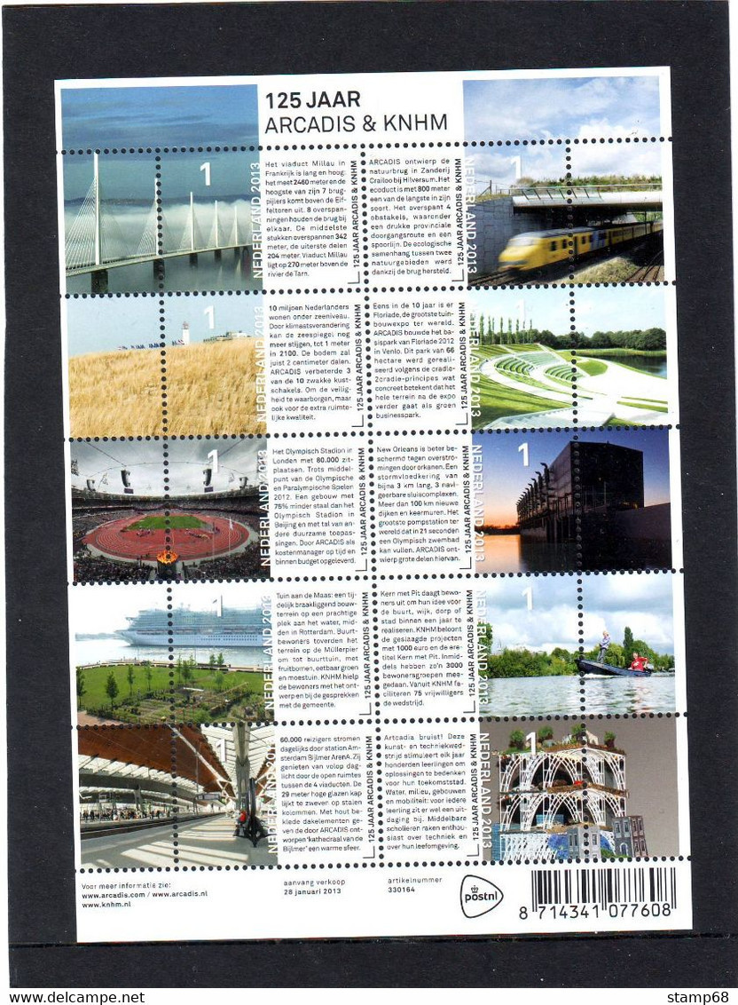 Nederland NVPH 3016-25 V3016-25 Vel 125 Jaar Arcadis Heidemij 2013 Postfris MNH Netherlands Architecture - Ongebruikt