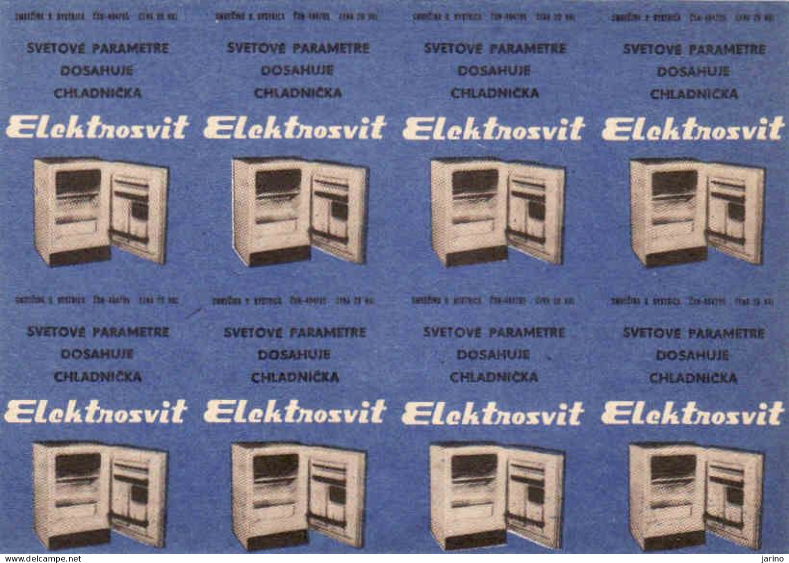 Slovakia - 8 Matchbox Labels, ELEKTROSVIT Nové Zámky Manufactures Refrigerators - Boites D'allumettes - Etiquettes