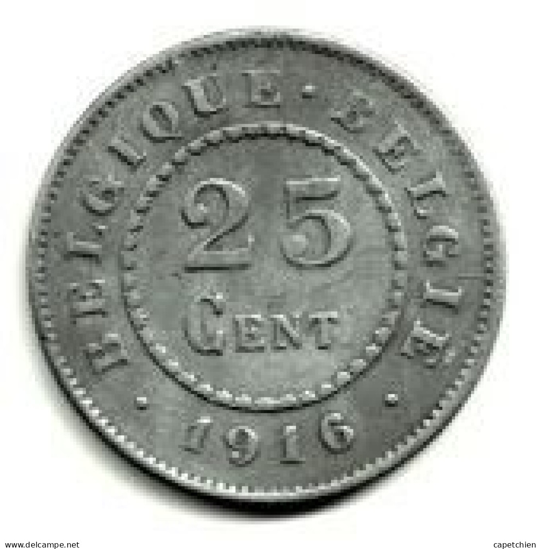 BELGIQUE / LEOPOLD III ROI DES BELGES / 5 FRANCS  / 1916 / ZINC / 5.87 G / 25 Mm - 25 Cent