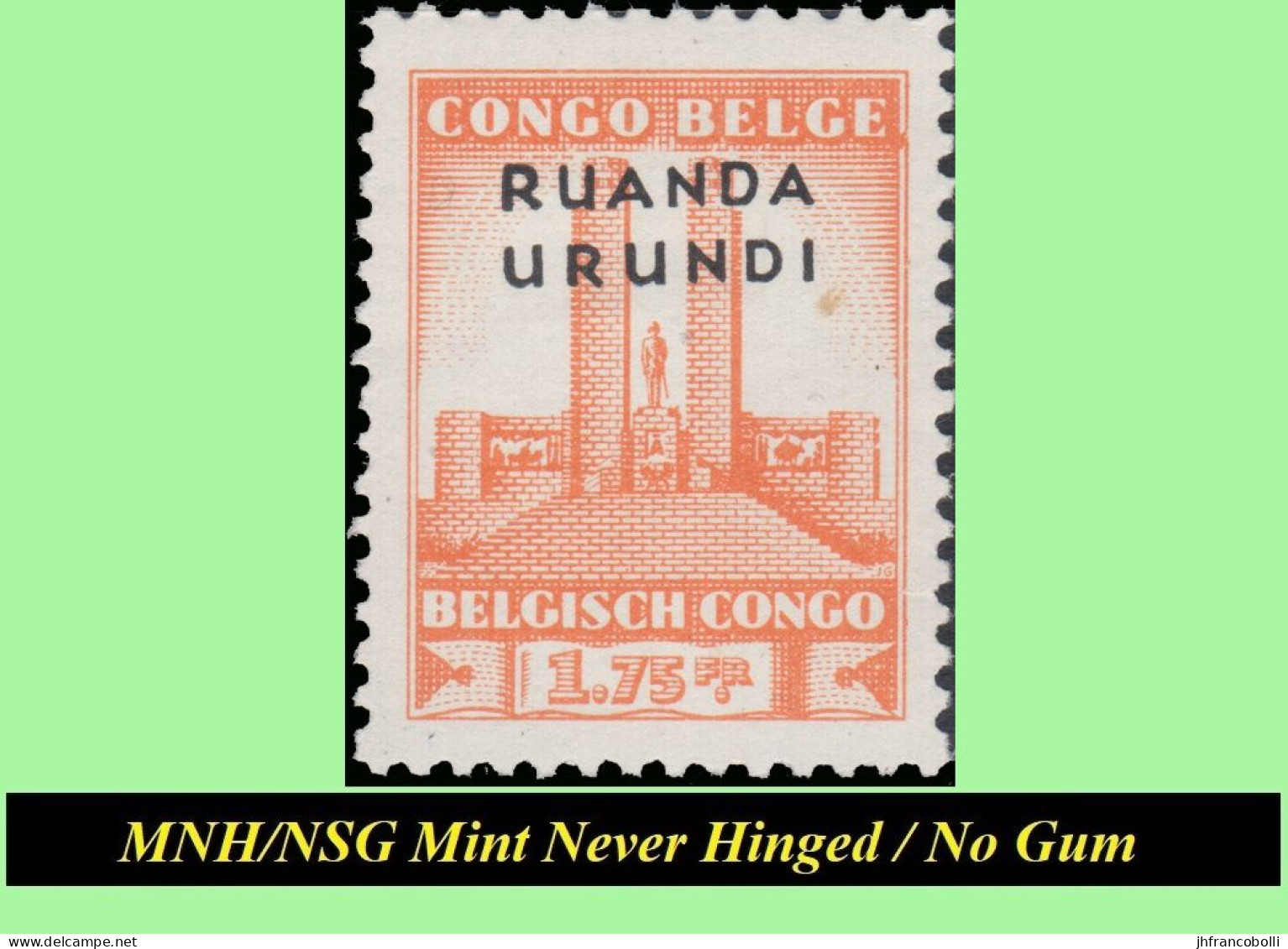 1942 ** RUANDA-URUNDI RU 122/123 MNH/NSG  KING ALBERT MOMUMENT ( X 2 Stamps ) NO GUM - Unused Stamps