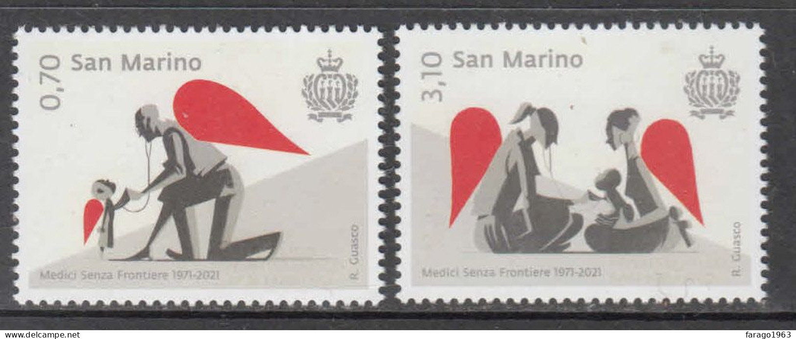 2021 San Marino Doctors Without Borders MSF Health Complete Set Of 2 MNH @ BELOW FACE VALUE - Unused Stamps