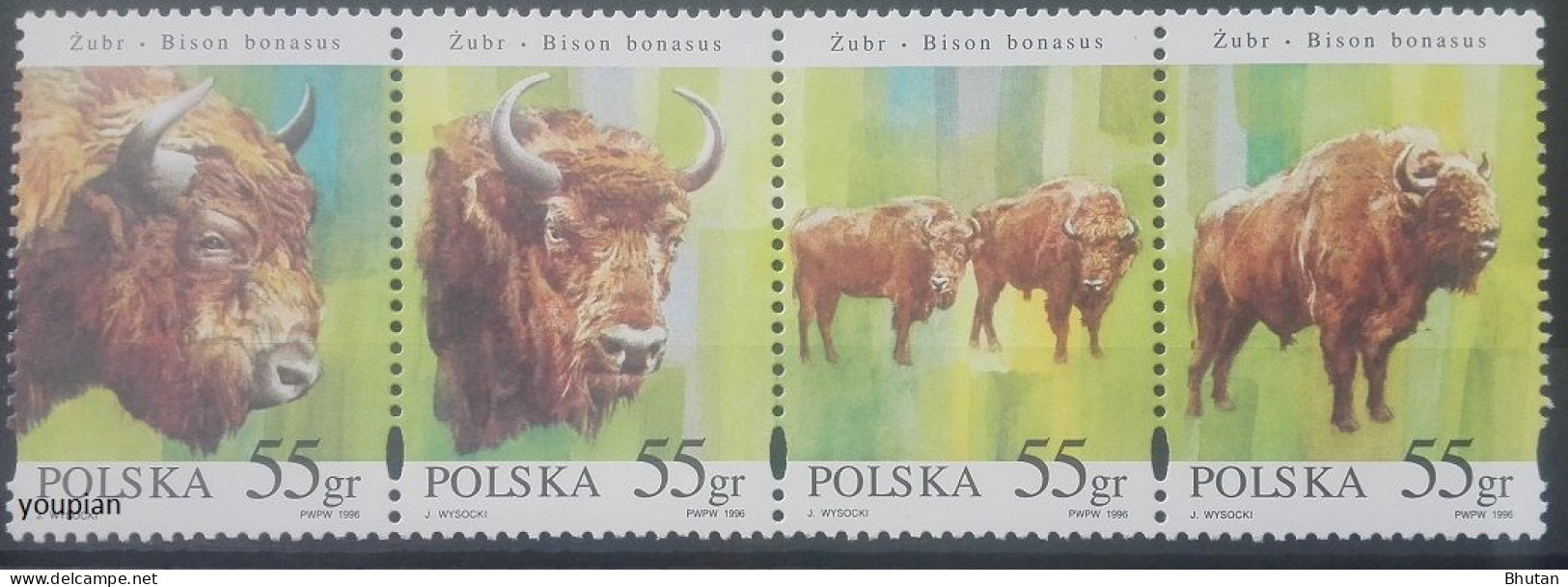 Poland 1996, Bison, MNH Stamps Strip - Nuevos