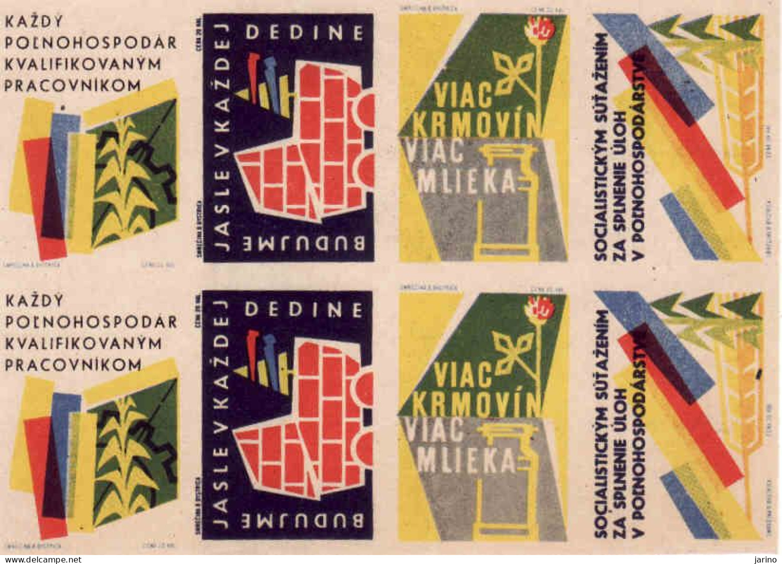 Slovakia - 8 Matchbox Labels, Agricultural Production, Milk - Boites D'allumettes - Etiquettes