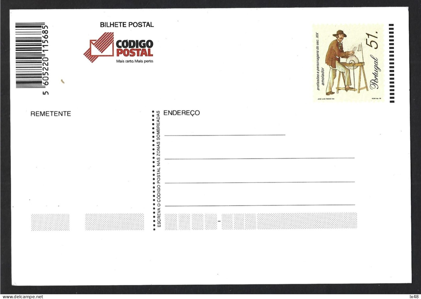 Entire Postcard With 'grinder' Stamp. 'Last Postal Integer In Shields. Before The Euro'.Inteiro Postal Com Stamp 'amolad - Postmark Collection