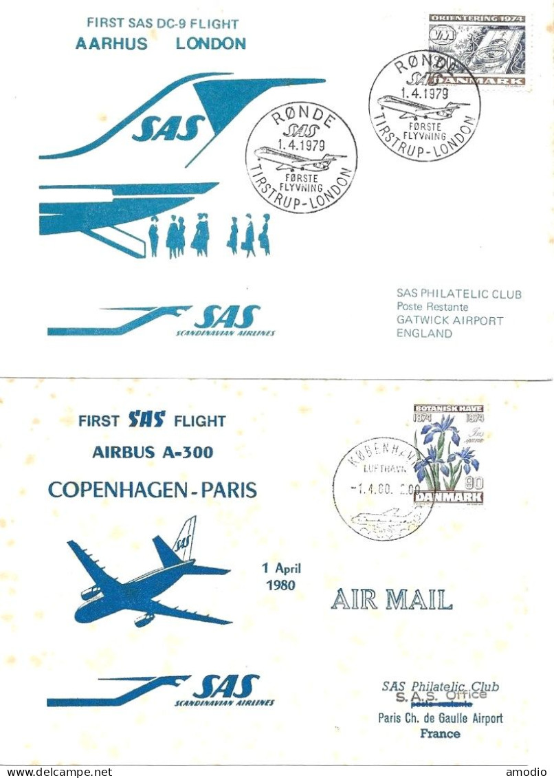 Danemark 5 Env Liaisons Aériennes SAS, British Airways Concorde 1980/82 - Storia Postale