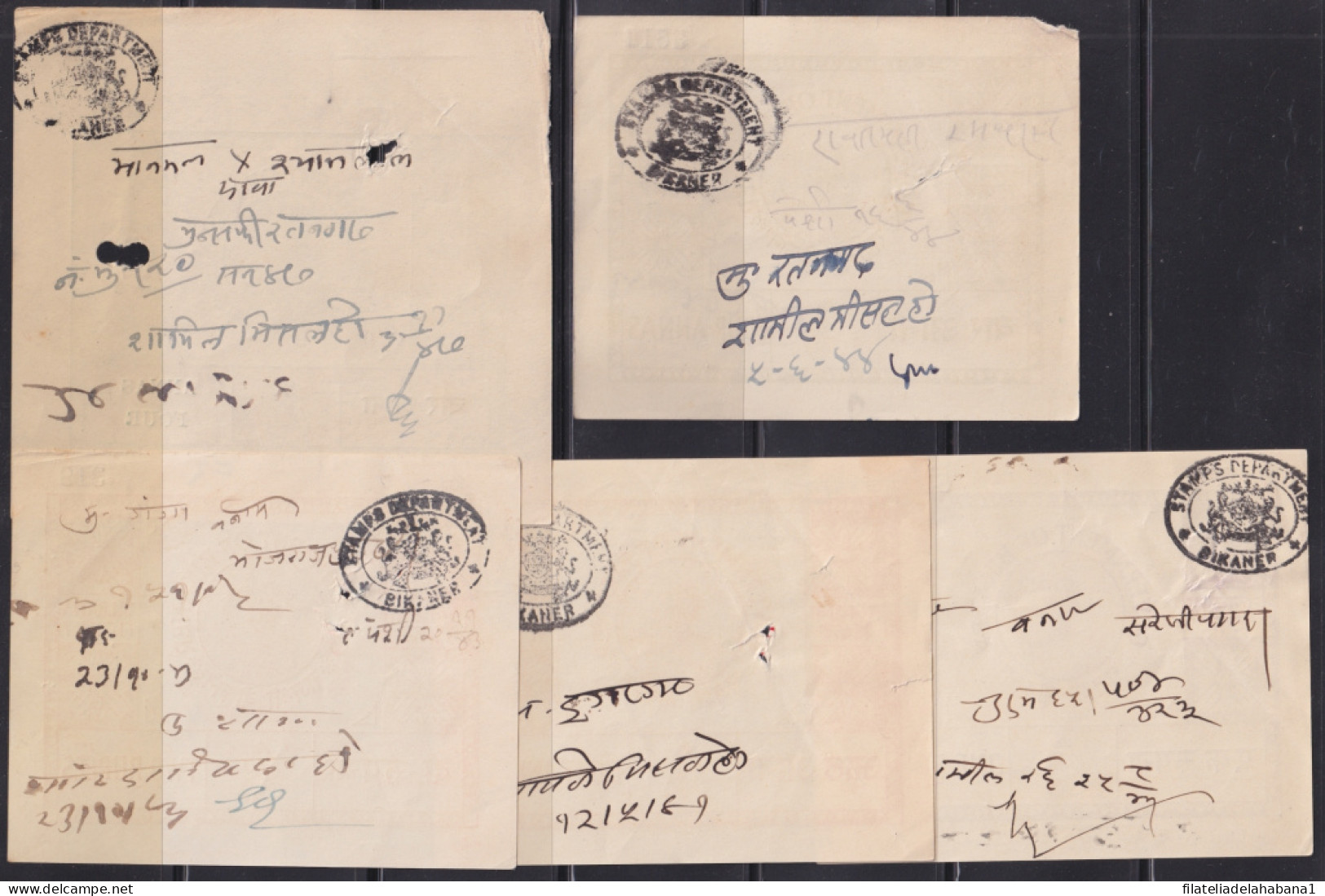 F-EX48588 INDIA REVENUE BIKANER FEUDATARY TICKET STAMPS LOT OF 9.  - Autres & Non Classés