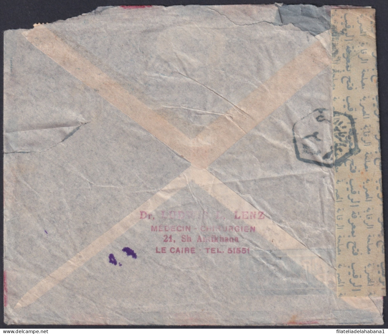 F-EX48594 EGYPT CIRCA 1940 CENSORSHIP FAROUK KING COVER TO FRANCE.  - Briefe U. Dokumente