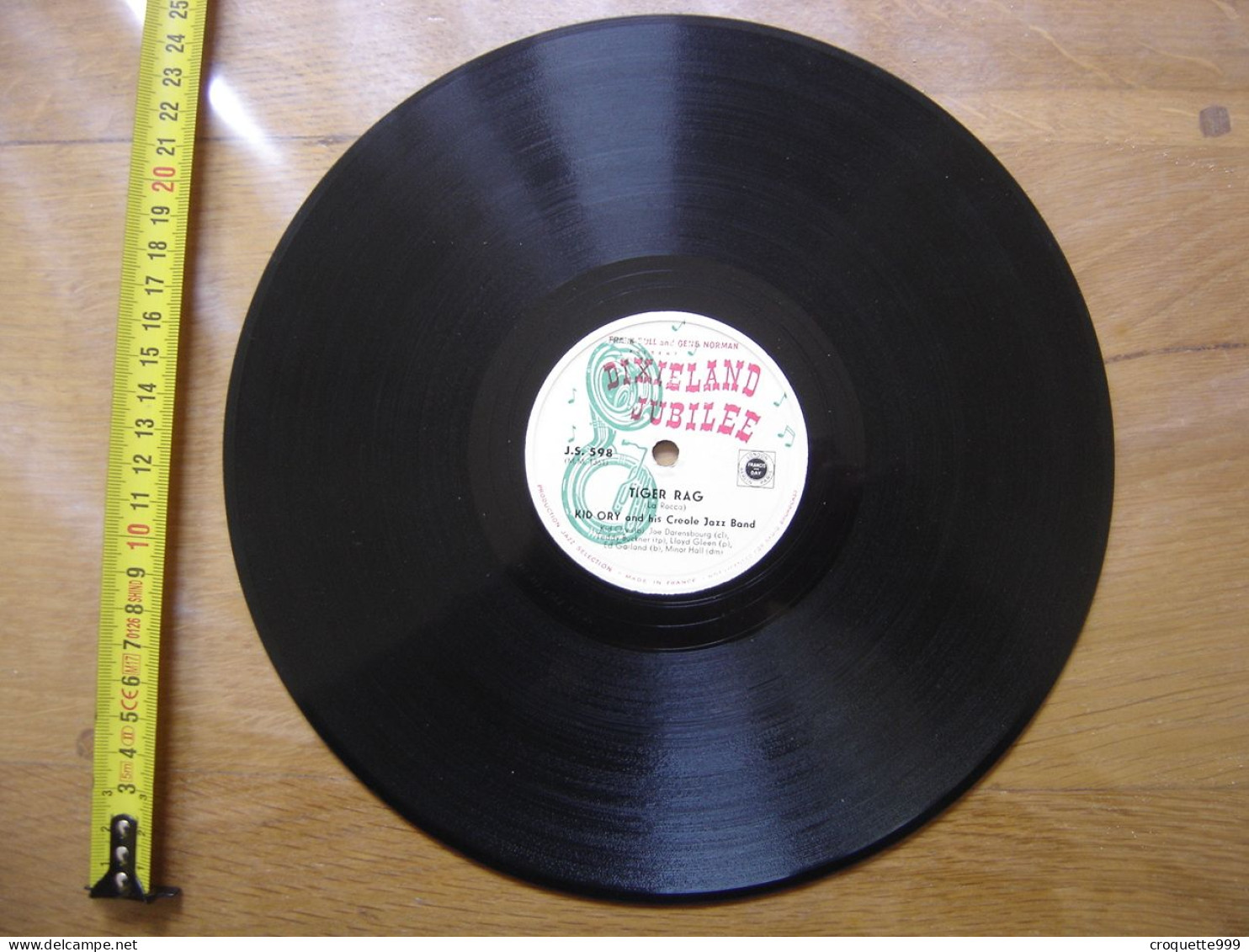 Disque 78 Tours 25 Cm KID ORY And His Creole Jazz Band Dixieland Jubilee J.S. 598 TIGER RAG EH LA BAS - 78 Rpm - Schellackplatten