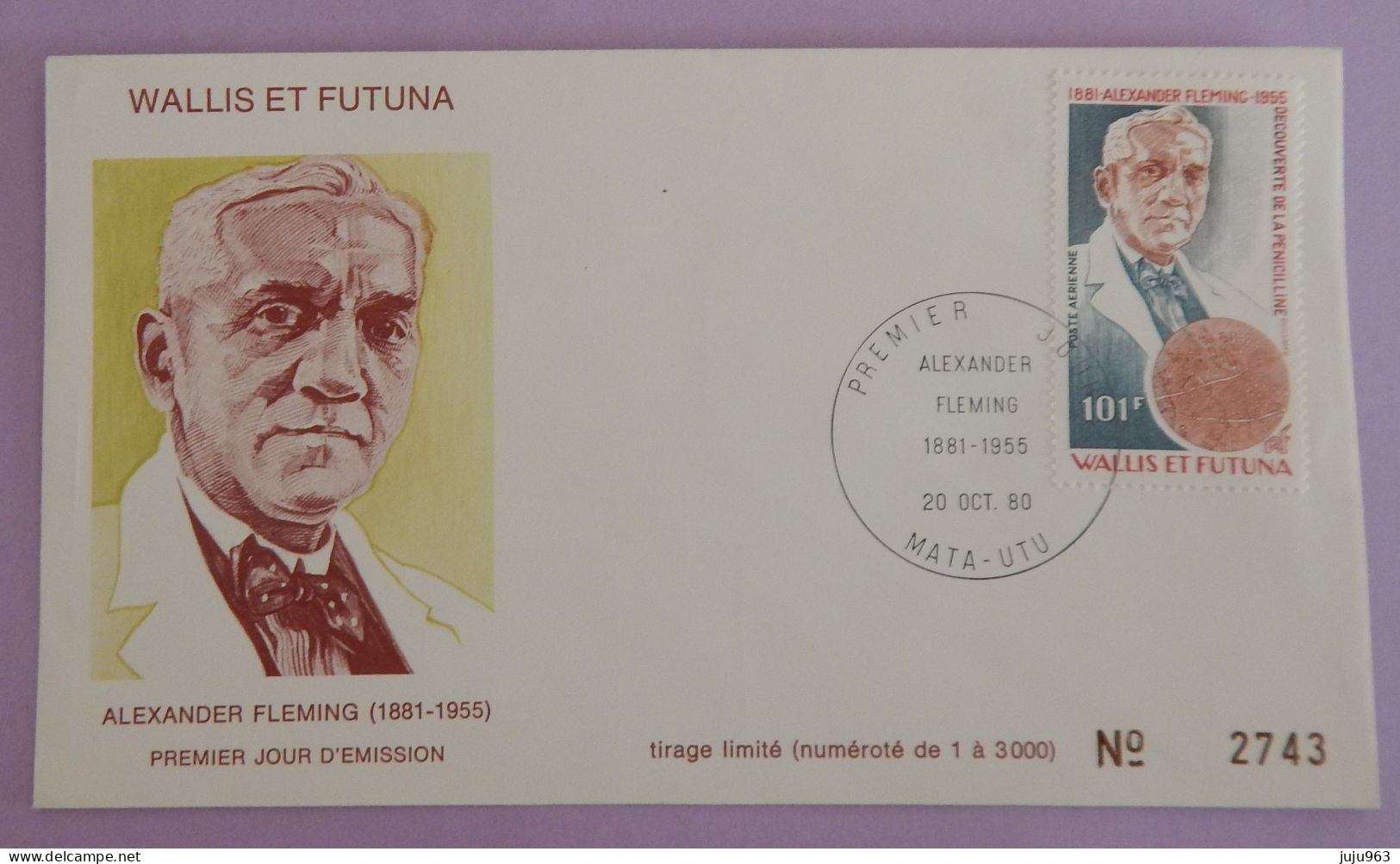 WALLIS ET FUTUNA FDC  YT PA 105  "ALEXANDER FLEMING"  ANNÉE 1980 - FDC